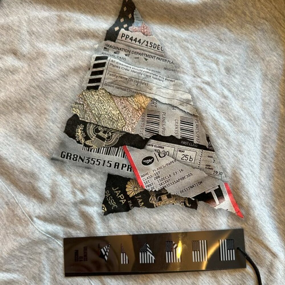 Paper Planes Grey Hoodie US American Passport Greatness Is A Process - BNWT